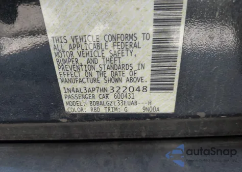 2017 Nissan Altima 2.5 S из США, поврежденный, VIN 1N4AL3AP7HN322048